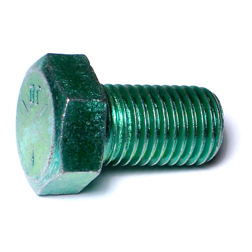 7/8"-9 x 1-1/2" Green Rinsed Zinc Plated Grade 5 Steel Coarse Thread Hex Cap Screws