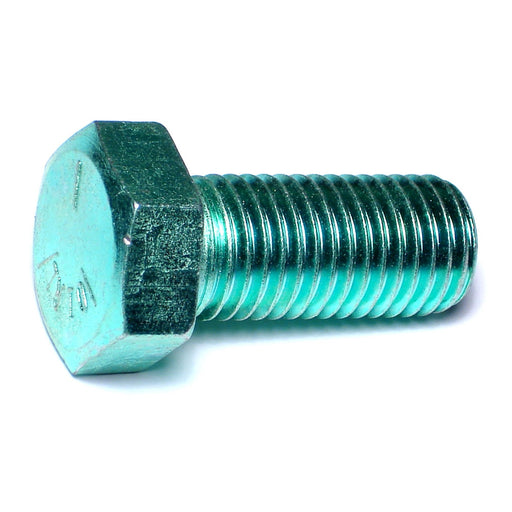 7/8"-9 x 2" Green Rinsed Zinc Plated Grade 5 Steel Coarse Thread Hex Cap Screws
