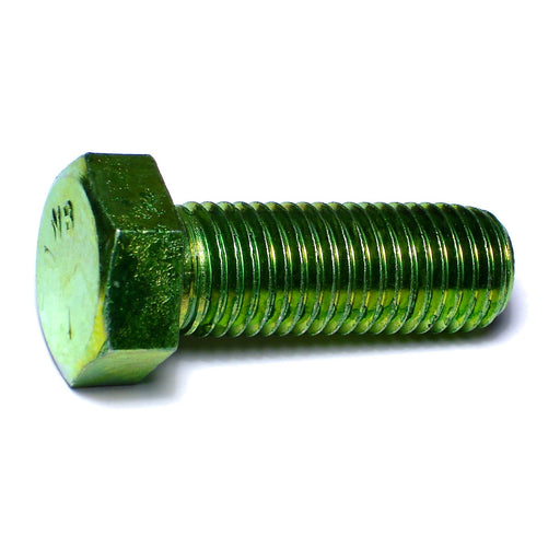 7/8"-9 x 2-1/2" Green Rinsed Zinc Plated Grade 5 Steel Coarse Thread Hex Cap Screws