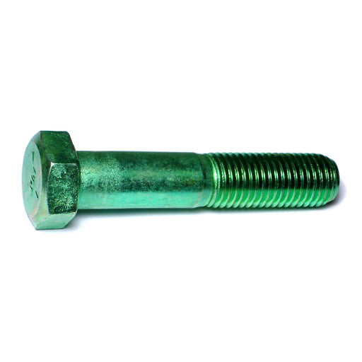 7/8"-9 x 4-1/2" Green Rinsed Zinc Plated Grade 5 Steel Coarse Thread Hex Cap Screws