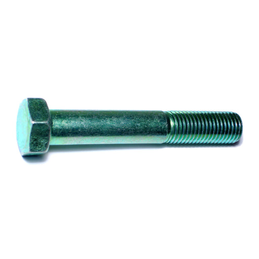 7/8"-9 x 5-1/2" Green Rinsed Zinc Plated Grade 5 Steel Coarse Thread Hex Cap Screws