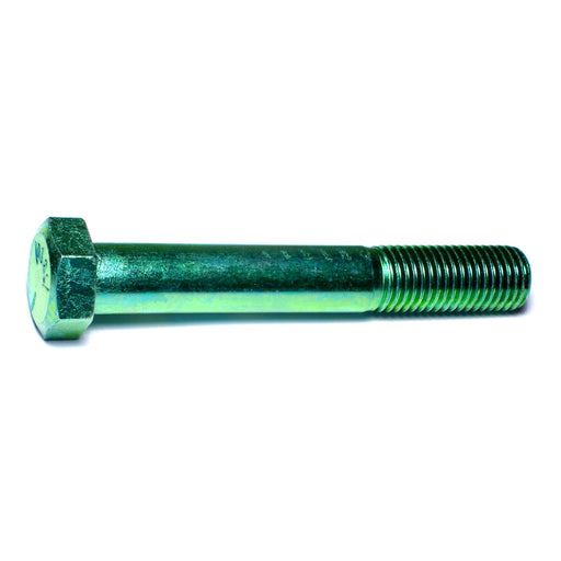 7/8"-9 x 6" Green Rinsed Zinc Plated Grade 5 Steel Coarse Thread Hex Cap Screws