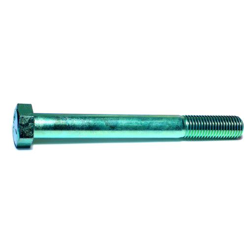 7/8"-9 x 8" Green Rinsed Zinc Plated Grade 5 Steel Coarse Thread Hex Cap Screws