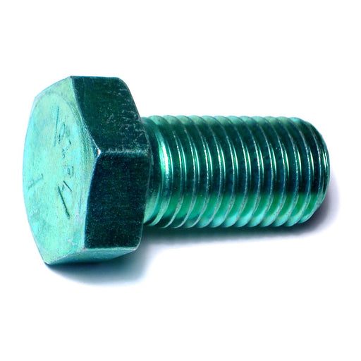1"-8 x 2" Green Rinsed Zinc Plated Grade 5 Steel Coarse Thread Hex Cap Screws