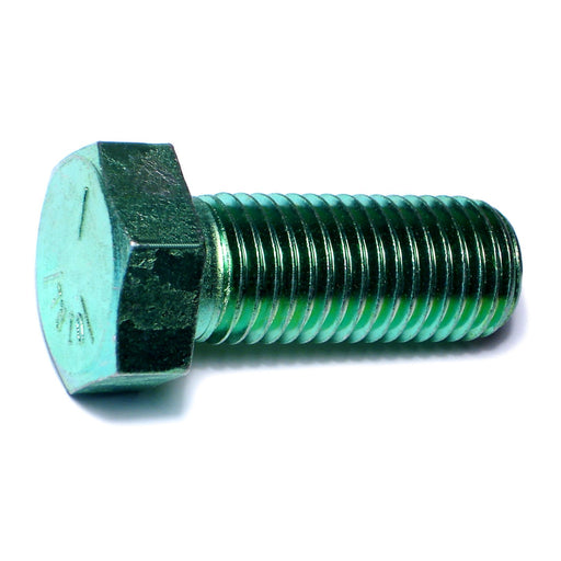 1"-8 x 2-1/2" Green Rinsed Zinc Plated Grade 5 Steel Coarse Thread Hex Cap Screws