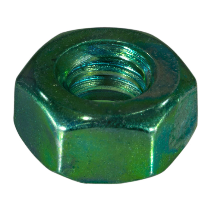 1/4"-20 Green Rinsed Zinc Plated Grade 5 Steel Coarse Thread Hex Nuts