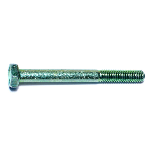 1/4"-28 x 2-1/2" Green Rinsed Zinc Plated Grade 5 Steel Fine Thread Hex Cap Screws