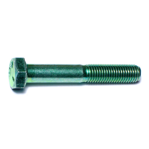 5/16"-24 x 2" Green Rinsed Zinc Plated Grade 5 Steel Fine Thread Hex Cap Screws