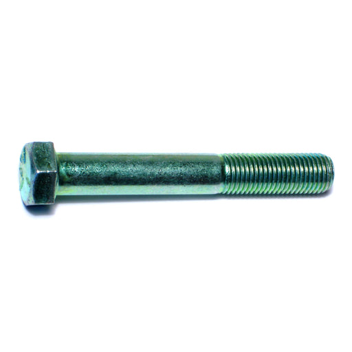 7/16"-20 x 3" Green Rinsed Zinc Plated Grade 5 Steel Fine Thread Hex Cap Screws
