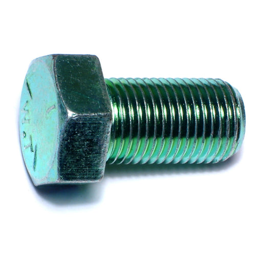 9/16"-18 x 1" Green Rinsed Zinc Plated Grade 5 Steel Fine Thread Hex Cap Screws