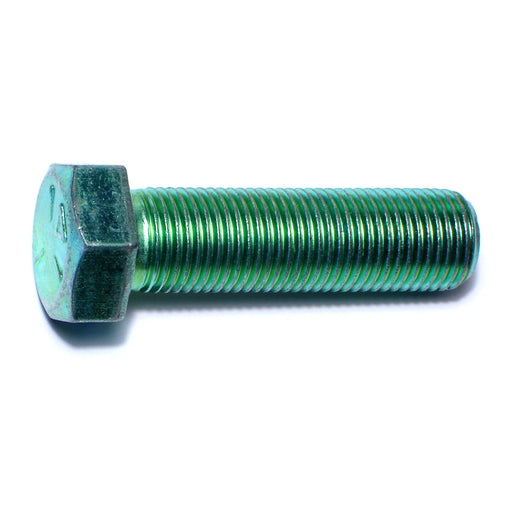 9/16"-18 x 2" Green Rinsed Zinc Plated Grade 5 Steel Fine Thread Hex Cap Screws