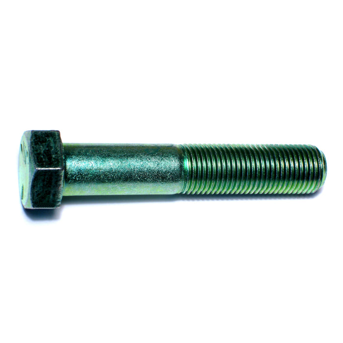 9/16"-18 x 3" Green Rinsed Zinc Plated Grade 5 Steel Fine Thread Hex Cap Screws