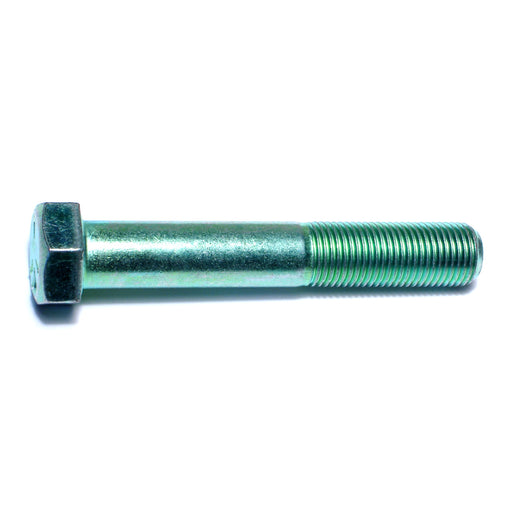 9/16"-18 x 3-1/2" Green Rinsed Zinc Plated Grade 5 Steel Fine Thread Hex Cap Screws