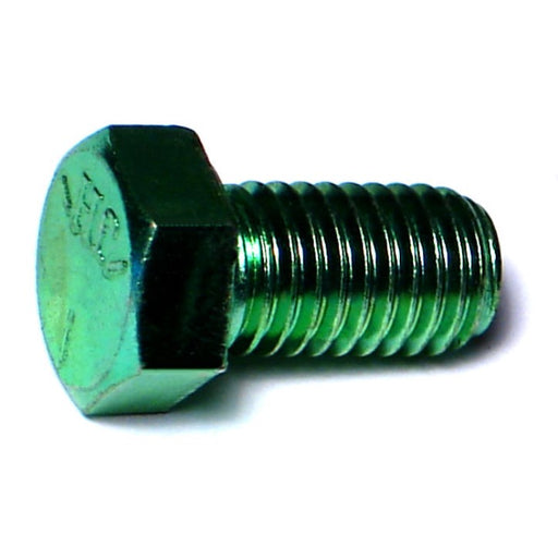 9/16"-12 x 1" Green Rinsed Zinc Plated Grade 5 Steel Coarse Thread Hex Cap Screws