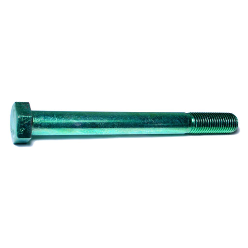 1"-8 x 10" Green Rinsed Zinc Plated Grade 5 Steel Coarse Thread Hex Cap Screws