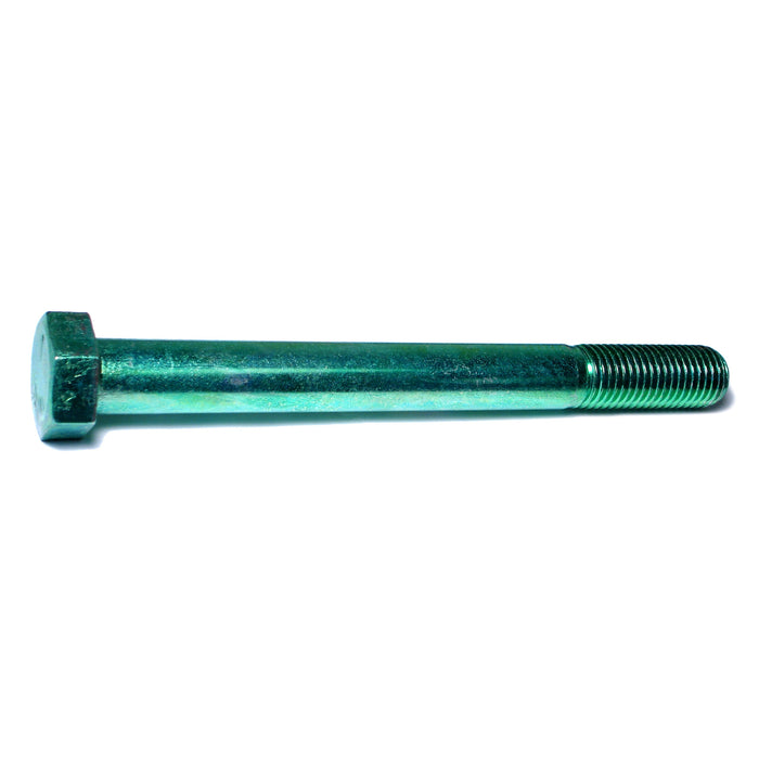 1"-8 x 10" Green Rinsed Zinc Plated Grade 5 Steel Coarse Thread Hex Cap Screws