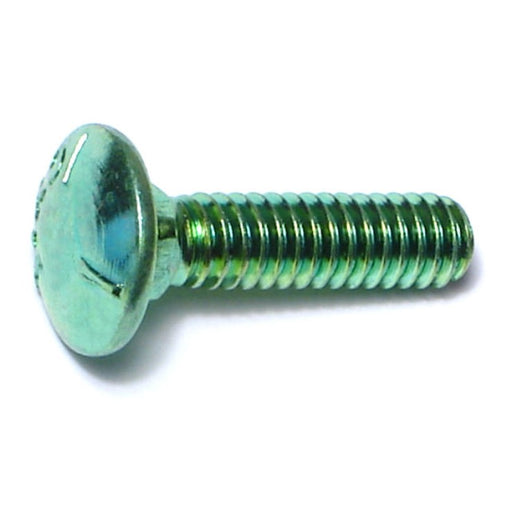 1/4"-20 x 1" Green Rinsed Zinc Plated Grade 5 Steel Coarse Thread Carriage Bolts