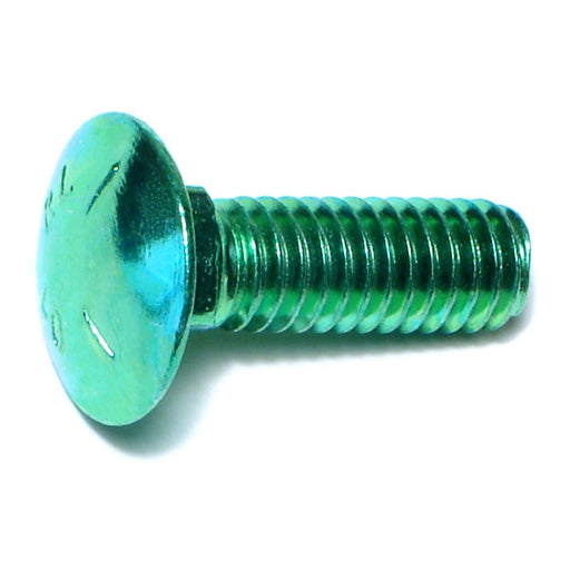 5/16"-18 x 1" Green Rinsed Zinc Plated Grade 5 Steel Coarse Thread Carriage Bolts