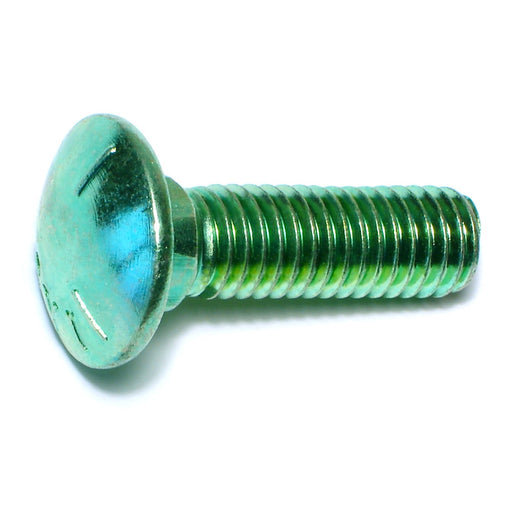 7/16"-14 x 1-1/2" Green Rinsed Zinc Plated Grade 5 Steel Coarse Thread Carriage Bolts