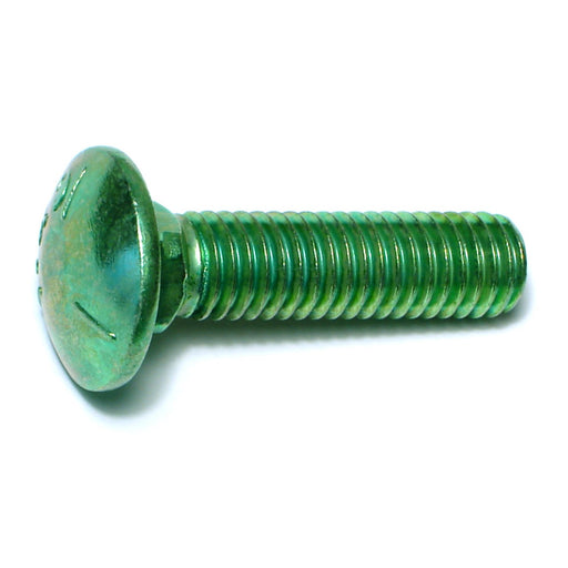 7/16"-14 x 1-3/4" Green Rinsed Zinc Plated Grade 5 Steel Coarse Thread Carriage Bolts