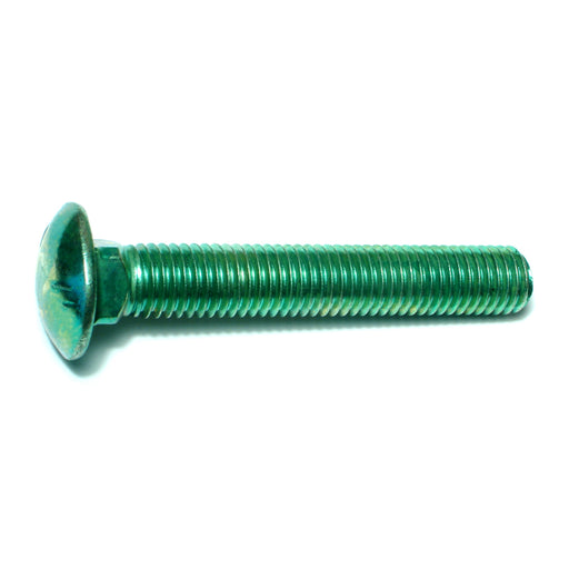 5/8"-11 x 4" Green Rinsed Zinc Plated Grade 5 Steel Coarse Thread Carriage Bolts