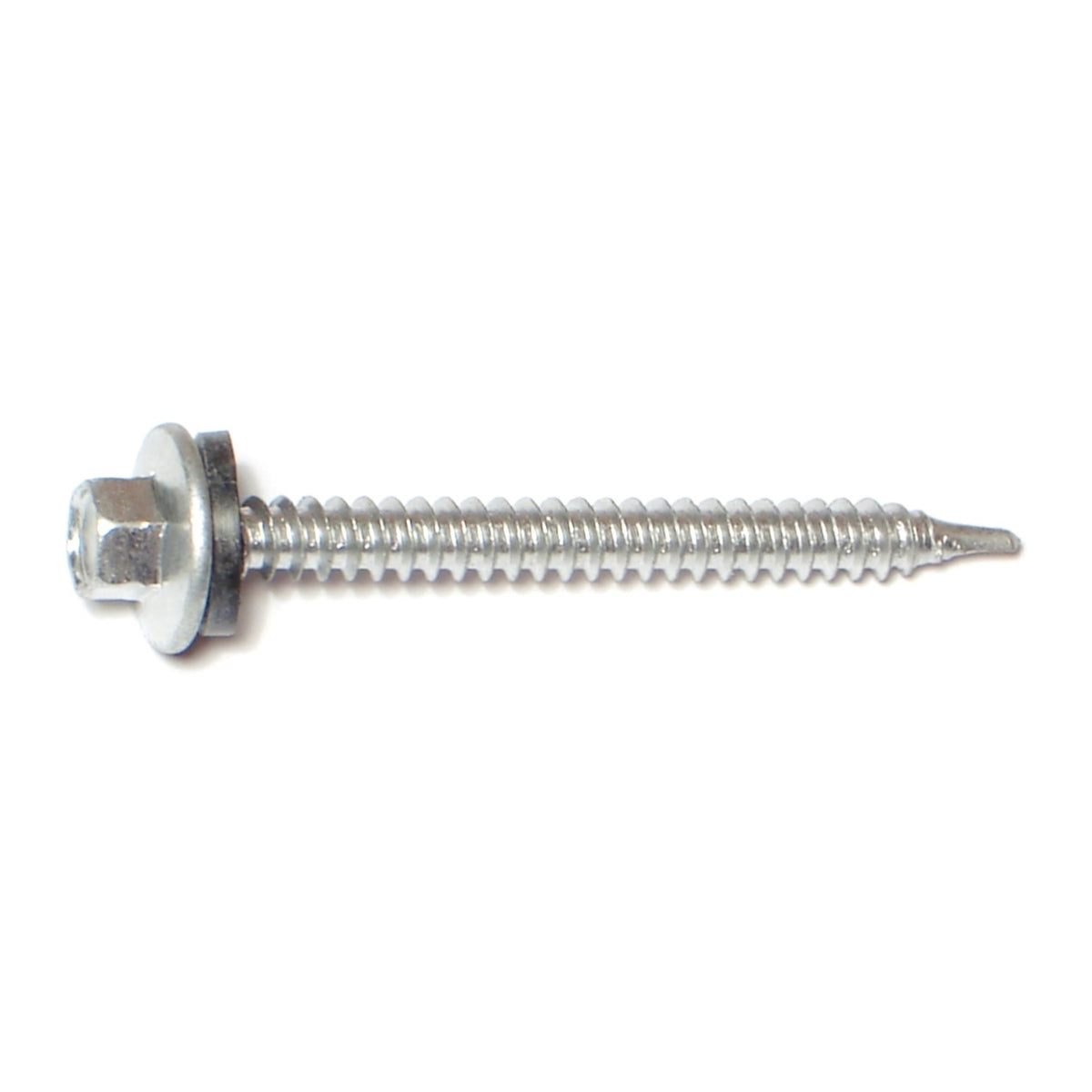 #10-14 x 2" Silver Ruspert Coated Steel Hex Washer Head Pole Barn Self-Drilling Screws