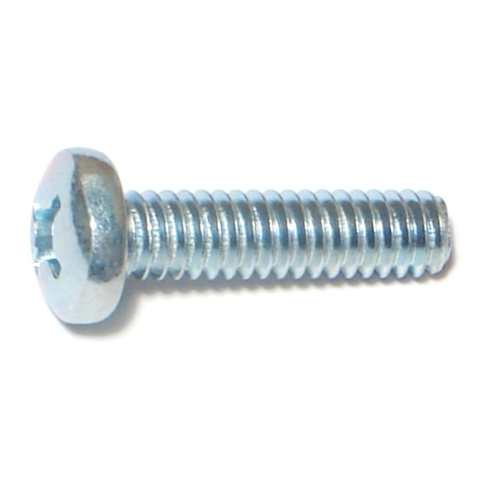 1/4"-20 x 1" Zinc Plated Steel Coarse Thread Phillips Pan Head Machine Screws