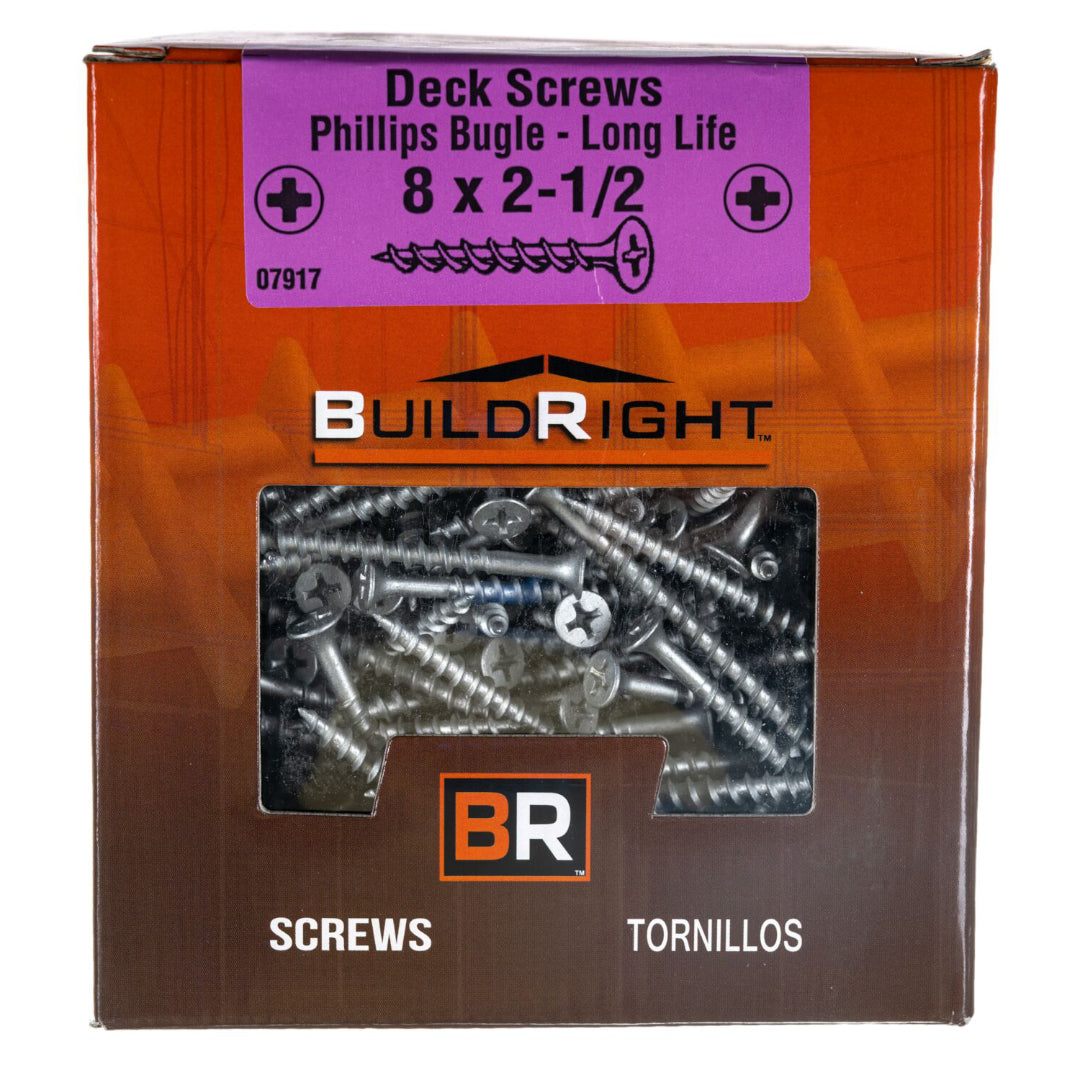 #8 x 2-1/2" Decrotized Steel Phillips Bugle Head Deck Screws