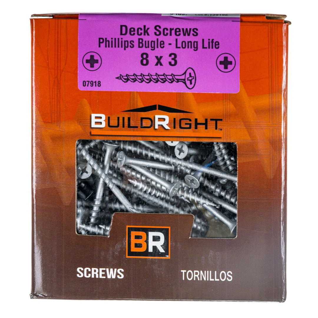#8 x 3" Decrotized Steel Phillips Bugle Head Deck Screws