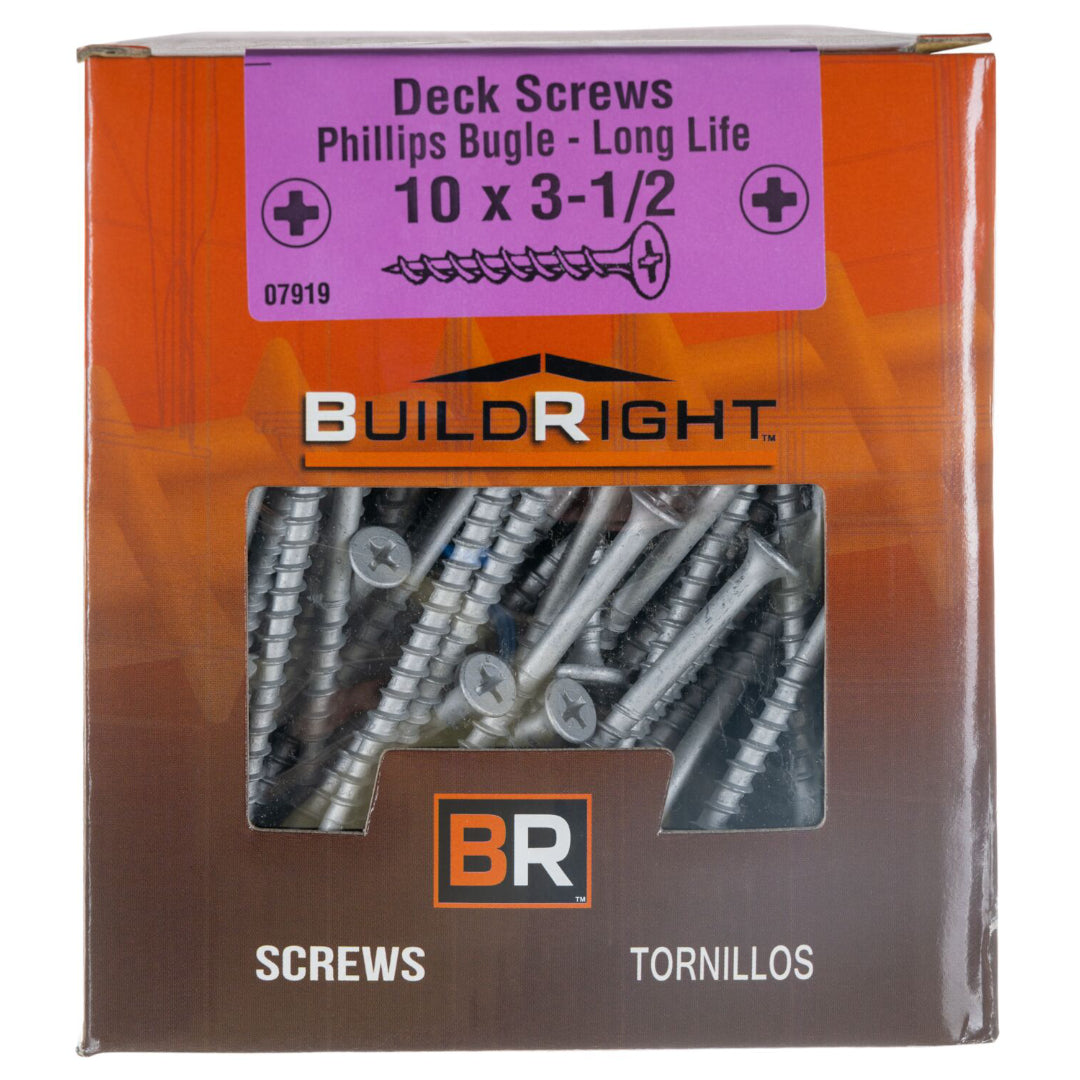 #10 x 3-1/2" Decrotized Steel Phillips Bugle Head Deck Screws
