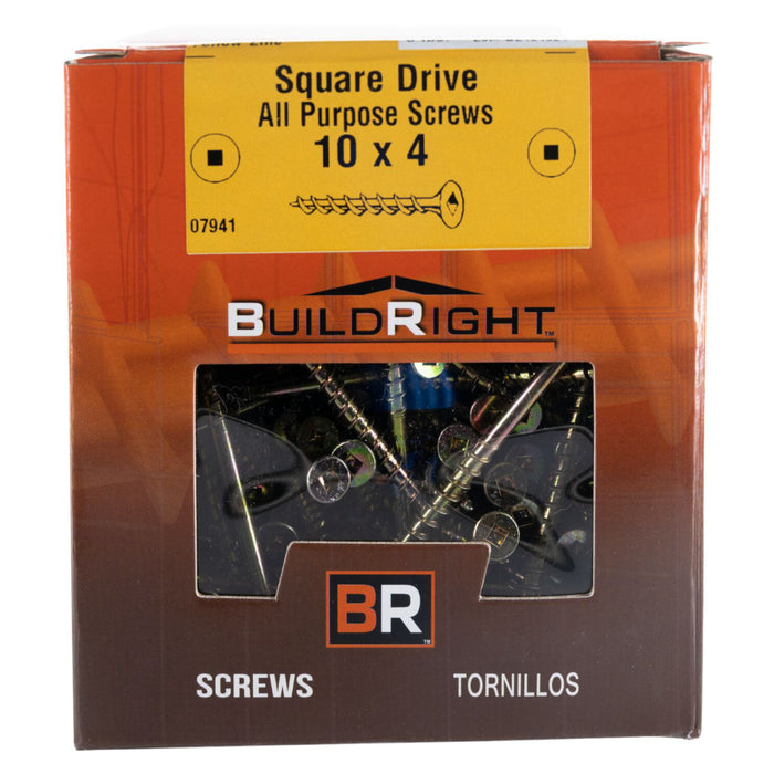 #10 x 4" Zinc Bugle Head Square Drive All Purpose Screws MMSBS-079 (240 pcs)