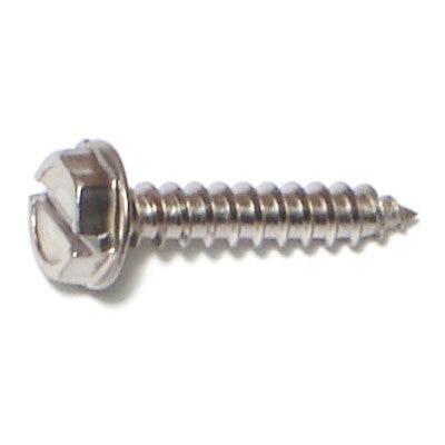#6 x 3/4" 18-8 Stainless Steel Slotted Hex Washer Head Sheet Metal Screws