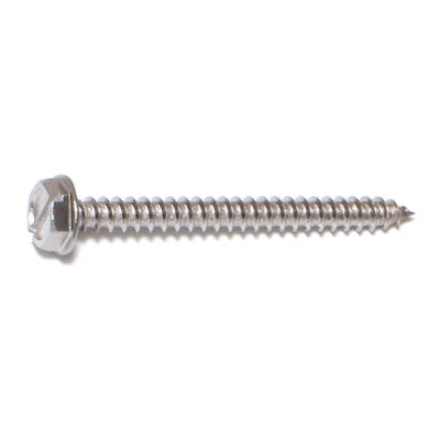 #6 x 1-1/2" 18-8 Stainless Steel Slotted Hex Washer Head Sheet Metal Screws