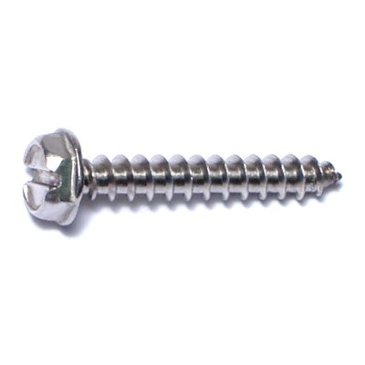 #10 x 1-1/4" 18-8 Stainless Steel Slotted Hex Washer Head Sheet Metal Screws