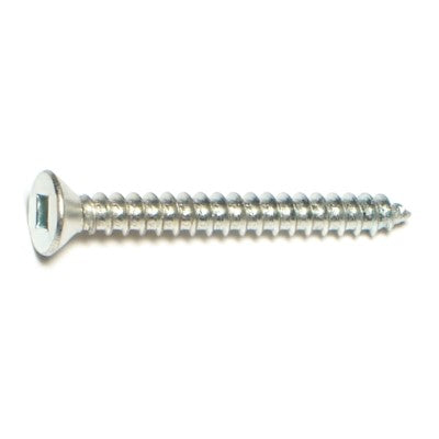 #8 x 1-1/2" Zinc Plated Steel Square Drive Flat Head Sheet Metal Screws