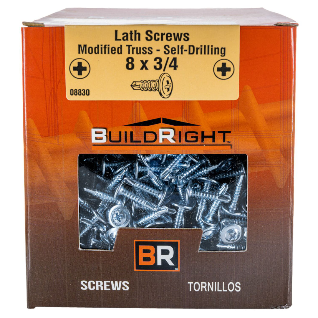 #8-18 x 3/4" Zinc Plated Steel Modified Phillips Truss Head Self-Drilling Screws