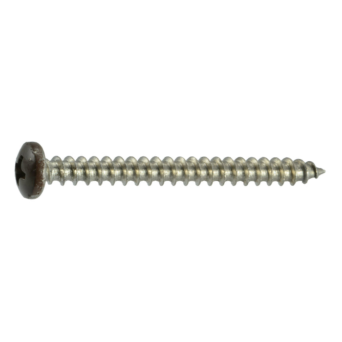 #10 x 2" Brown Painted 18-8 Stainless Steel Phillips Pan Head Sheet Metal Screws