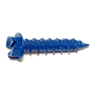 1/4" x 1-1/4" Blue Ruspert Coated Steel Slotted Hex Washer Head Masonry Screws