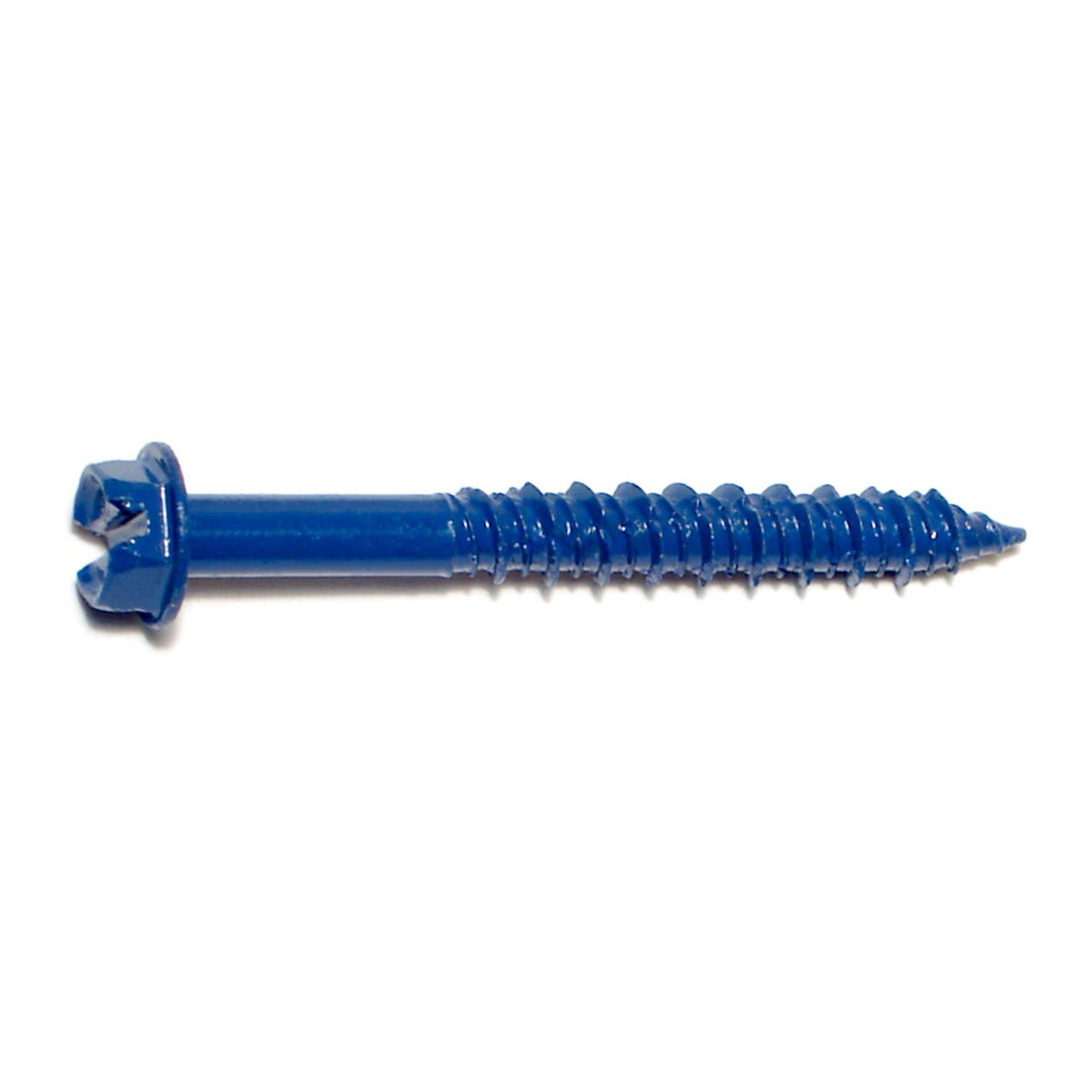 1/4" x 2-1/4" Blue Ruspert Coated Steel Slotted Hex Washer Head Masonry Screws