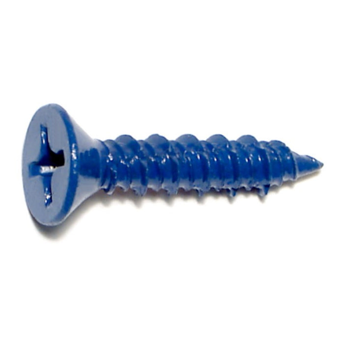 1/4" x 1-1/4" Blue Ruspert Coated Steel Phillips Flat Head Masonry Screws