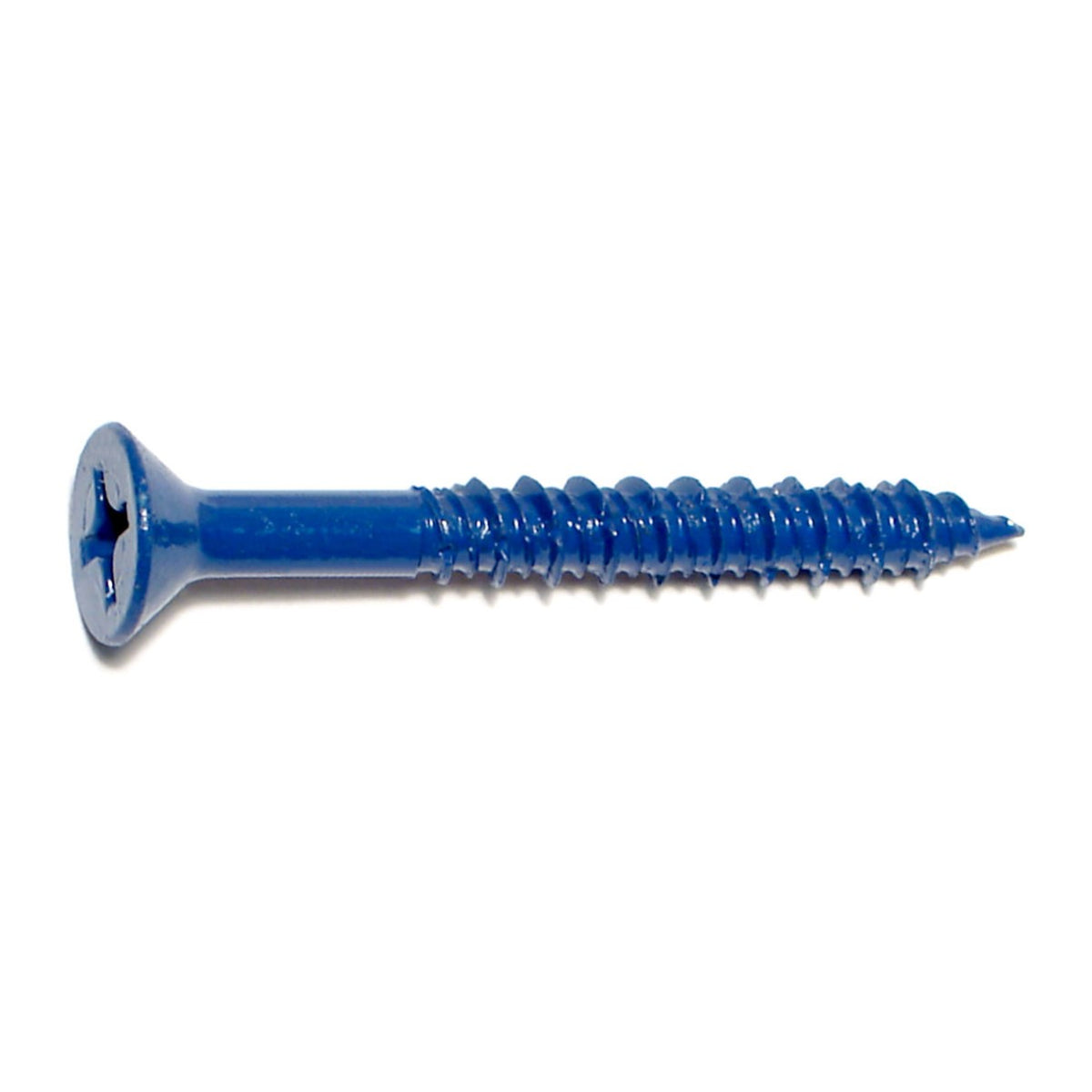 1/4" x 2-1/4" Blue Ruspert Coated Steel Phillips Flat Head Masonry Screws