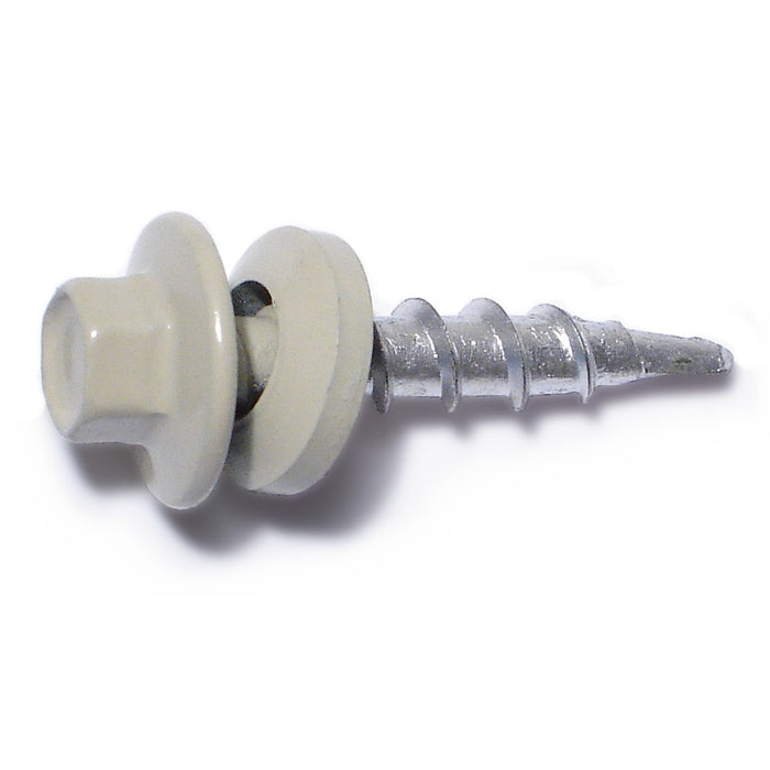 #10-14 x 1" Beige Painted Steel Hex Washer Head Pole Barn Self-Drilling Screws