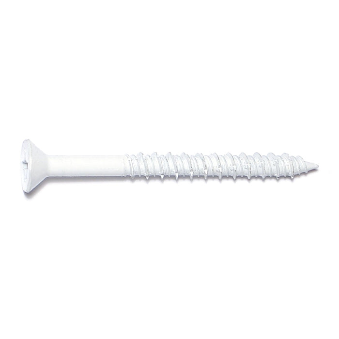 1/4" x 2-3/4" White Ruspert Coated Steel Phillips Flat Head Masonry Screws