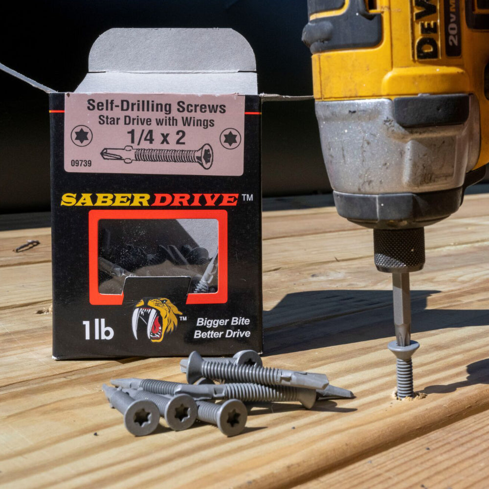 1/4 x 2" Gray Long Life Saberdrive Trailer Floorboard Self Drilling Screws w/ Wings