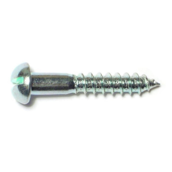 #8 x 1" Zinc Plated Steel Slotted Round Head Wood Screws