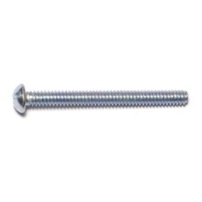 #10-24 x 2" Zinc Plated Steel Coarse Thread Slotted Round Head Machine Screws