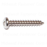 #10 x 1-1/4" 18-8 Stainless Steel Phillips Pan Head Sheet Metal Screws