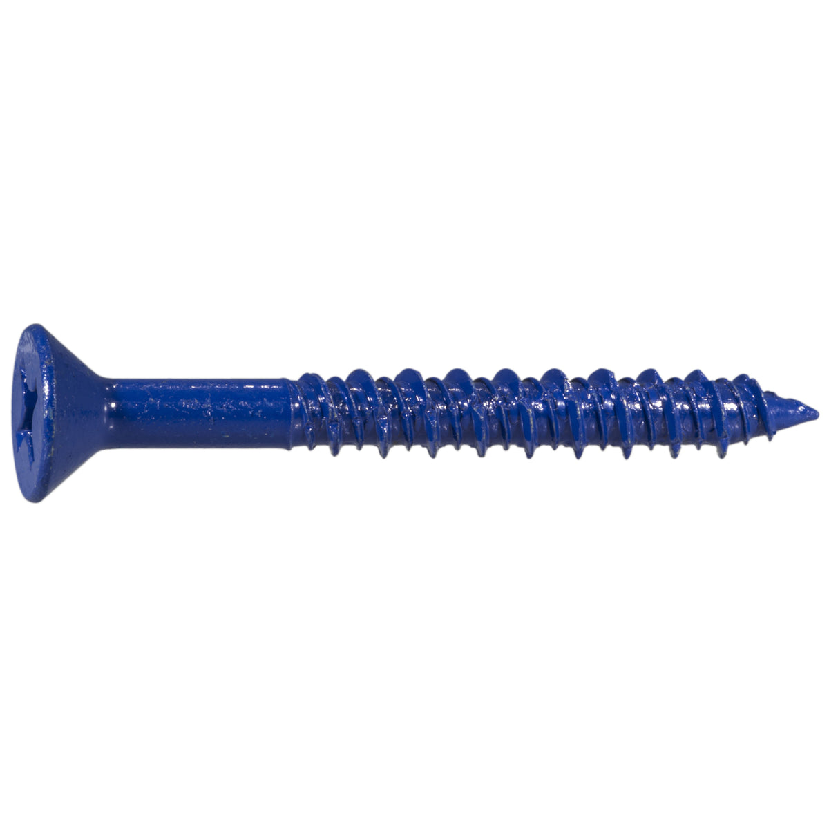 1/4" x 2-1/4" Blue Ruspert Coated Steel Phillips Flat Head Masonry Screws