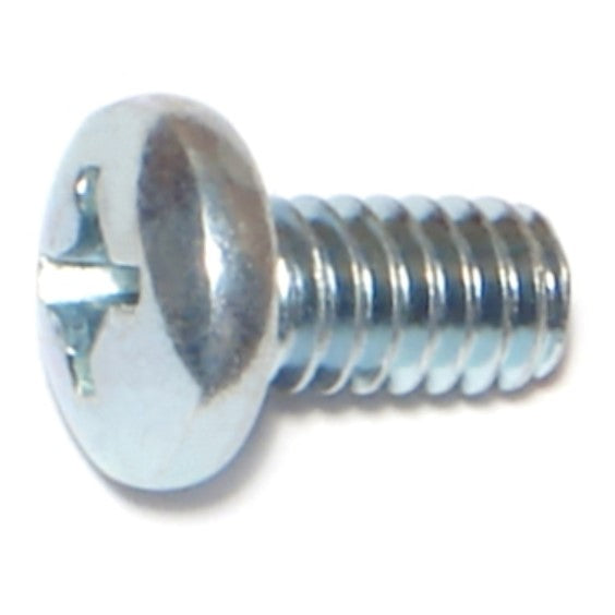 1/4"-20 x 1/2" Zinc Plated Steel Coarse Thread Phillips Pan Head Machine Screws