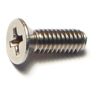 #8-32 x 1/2" 18-8 Stainless Steel Coarse Thread Phillips Flat Head Machine Screws